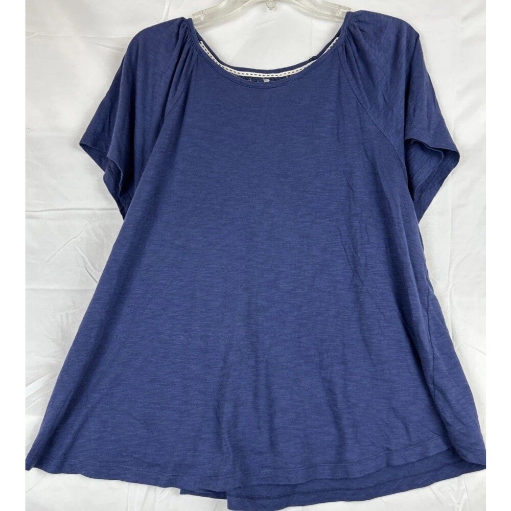 Mason & Belle Navy Blue Short Sleeve Crochet Lace Comfy Shirt XXL